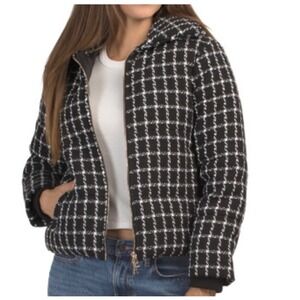 JASON WU Tweed Puffer Jacket Medium Black White NEW Coat Designer Comfort